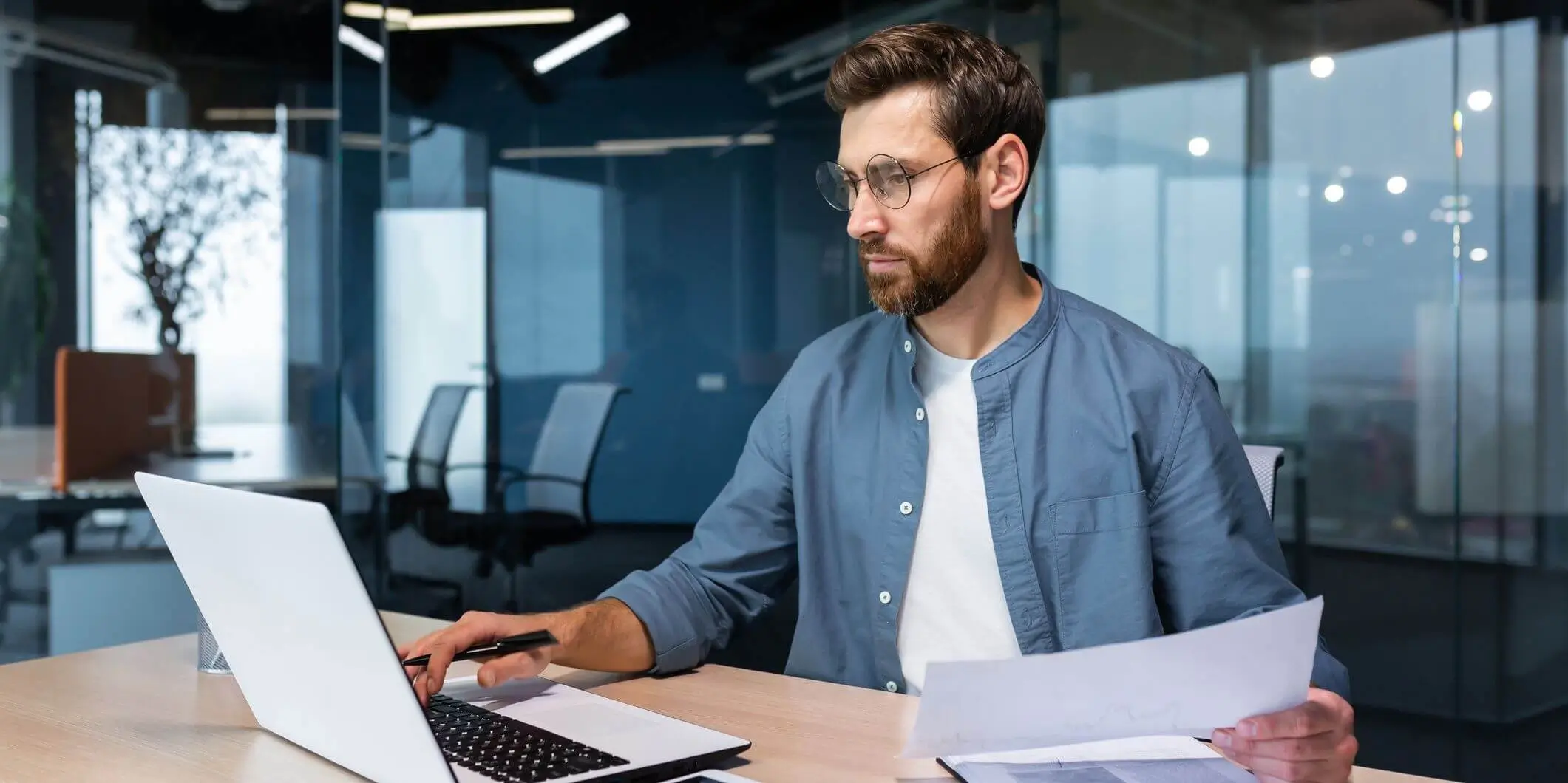 man working on a laptop